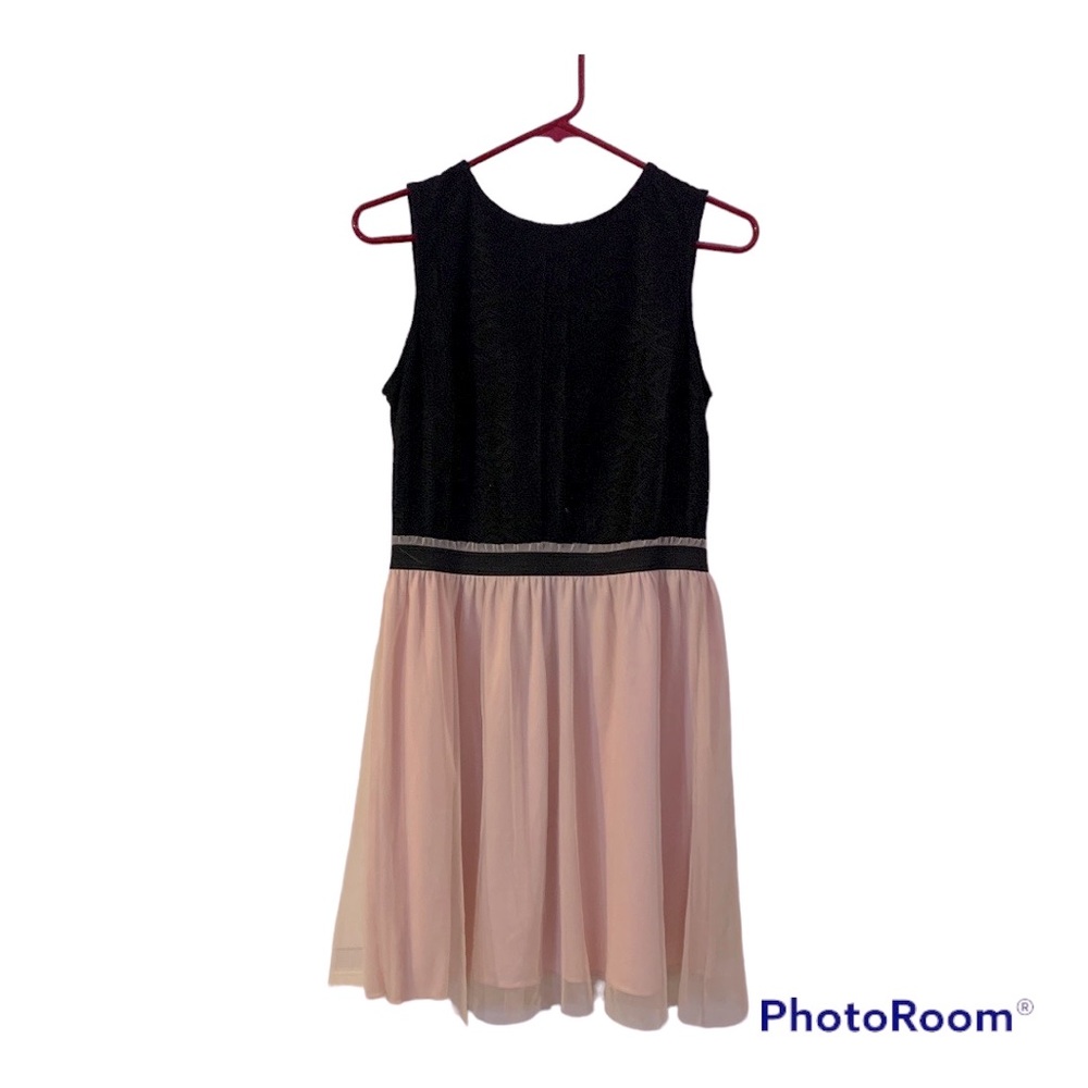 Black lace and pink dress